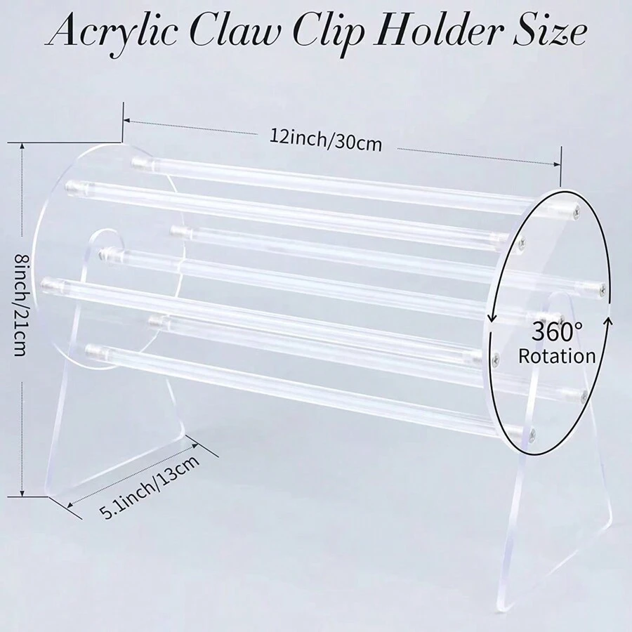 Soporte transparente de acrílico para sujetar el cabello, con estantería giratoria de 360 grados para almacenar accesorios para el cabello, estante exhibidor de sujetadores para el cabello para tocador o baño - transparente - Ver 1