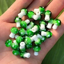 10入組紅色粉末蘑菇燈籠工藝玻璃散珠，DIY手工藝品珠寶製作配件，耳環，尺寸為10x13毫米和12x16毫米 - 10x13mm - 查看 8