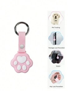 GeekShare Ốp lưng thiết kế hình chân mèo tương thích với Apple AirTag - Hồng và trắng - Xem 2