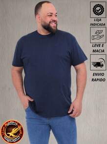 Basic Men's Plus Size T-Shirt 100% Cotton 30.1 Combed Best Knit On The Market Original From The Robles Brand - 藏蓝色 - 查看 1