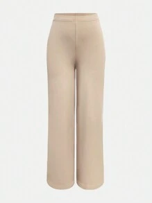 XLLAIS 女士时尚弹力高腰长款直筒裤 冬季服装 - 杏色 - 查看 3