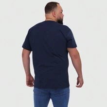 Basic Men's Plus Size T-Shirt 100% Cotton 30.1 Combed Best Knit On The Market Original From The Robles Brand - 藏蓝色 - 查看 3