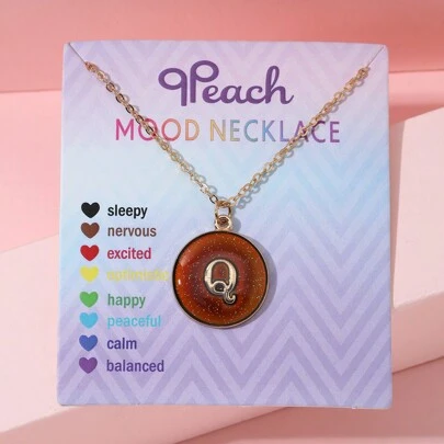 1pc Temperature Sensitive Color Changing Letter Pendant Necklace, Fashionable 18K Gold Plated Alloy, Mood Adjusting Jewelry