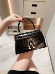 Women's Fashion Snake Skin Pattern Silver Tote Bag, Evening Clutch Bag With Metal Decor Flap Cover, Formal Party Leather Purse, Chain Strap Handbag For Ball And Formal Occasions