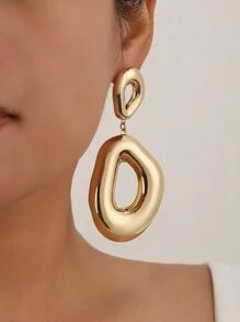 1PR Light Weight Fashionable Chunky Molten Oval Hoop Geometric Hoop Chunky Drop Earrings For Women For Party For Daily Dress