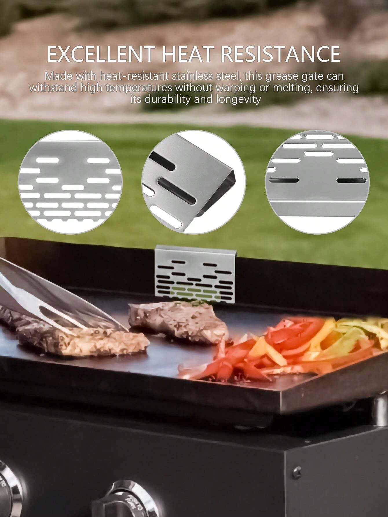 Little Home Griddle Goalie, Grease Gate Blocker For Griddle Guard Food Fighter Mesh Screen Drain Blocker Grease Stopper Blocks Food Falling Rear Grease Tr