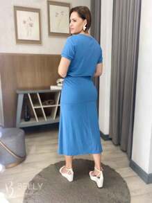 Conjunto Saia e Blusa Midi Evasê Leila Confy