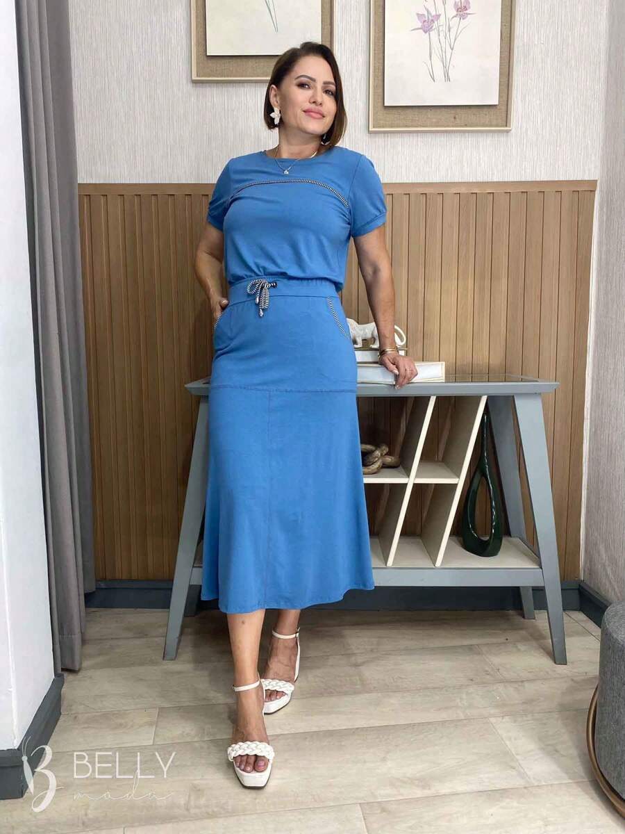 Conjunto Saia e Blusa Midi Evasê Leila Confy