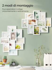 SONGMICS Collage di Cornici per Foto, 10 Cornici per Foto 10 x 15 cm, Cornici Portafoto da Parete, Cornici Multiple, Decorazioni Murali, Bianco Nuvola, Regalo Natale
