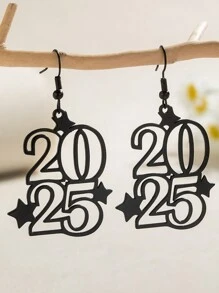 1pc New Digital Earrings Creative Fashion Boho Style 2025 Design New Year Earrings All-Match Christmas Essentials,Christmas - Multicolor - View 15