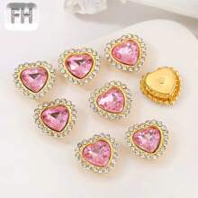 30pcs/Set Colorful Heart Rhinestone DIY Accessories, Random Color