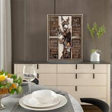 1 件无框帆布墙饰，两只驴子，抽象艺术，具有简约优雅的法式/北欧复古氛围，适用于厨房、餐厅、卧室、入口；现代装饰画采用色块设计，手绘感觉。 - 彩色 - 查看 10