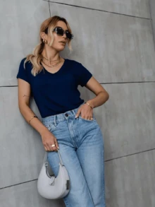 Basic V-Neck - 藏蓝色 - 查看 2