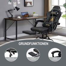 Symino Gaming-Stuhl mit Fußstütze, ergonomischer Computer-Videospielstuhl, verstellbarer Drehstuhl mit Lordosenstütze, PC-Stuhl, Bürostuhl aus PU-Leder
