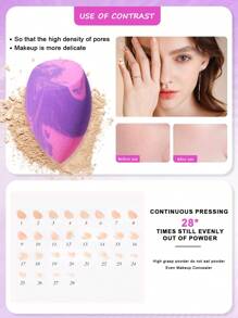 2pcs Makeup Sponges, Suitable For Applying Cream And Powder Cosmetics Such As Concealer And Loose Powder - Multicolor - View 2
