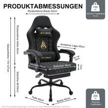 Symino Gaming-Stuhl mit Fußstütze, ergonomischer Computer-Videospielstuhl, verstellbarer Drehstuhl mit Lordosenstütze, PC-Stuhl, Bürostuhl aus PU-Leder