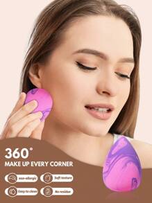 2pcs Makeup Sponges, Suitable For Applying Cream And Powder Cosmetics Such As Concealer And Loose Powder - Multicolor - View 4