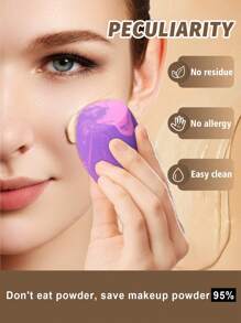 2pcs Makeup Sponges, Suitable For Applying Cream And Powder Cosmetics Such As Concealer And Loose Powder - Multicolor - View 6