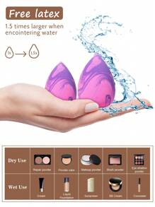 2pcs Makeup Sponges, Suitable For Applying Cream And Powder Cosmetics Such As Concealer And Loose Powder - Multicolor - View 10