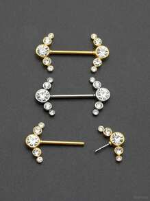 1 para dodaj radości swojemu życiu dzięki wtyczce ze stali nierdzewnej do piercingu sutków z okrągłym kryształem, 16G Pin 1.2x14mm Plugin Straight Barbell Piercing bez gwintu Pierścienie na sutki dla seksownych kobiet