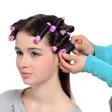 10 chiếc kẹp uốn tóc tự nhiên thời trang uốn tóc mái uốn tóc ống uốn tóc uốn tóc con lăn nhựa dụng cụ tạo kiểu có nắp đậy, phù hợp với tóc dài và tóc ngắn - màu hồng tím - Xem 4