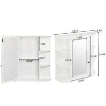 3-Tier Single Door Mirror Indoor Bathroom Wall Mounted Cabinet Shelf White - 白色 - 查看 8