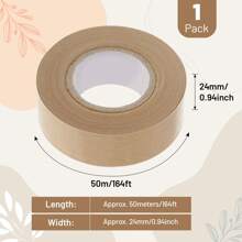 1 件 24 毫米宽 x 50 米长水溶性胶带，50 米牛皮纸胶带，水活性胶带，封框胶带，多功能胶带，美术用品 - 棕色 - 查看 2