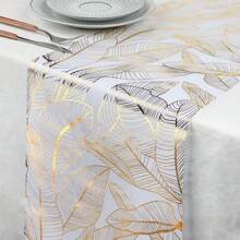 Khăn trải bàn màu vàng thanh lịch có in hình lá vàng, thích hợp cho gia đình, nhà bếp, phòng khách, bàn ăn, dã ngoại ngoài trời ở nông thôn, tiệc nướng và trang trí ngày lễ - Vàng - Xem 7