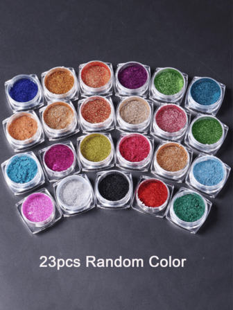23 Boxes/Set Y2K Style Magic Mirror Powder Metal Chrome Mirror Nail Glitter Pigment Luxury Parts Nail Art Decorations Manicure Accessories DIY Nail Charms Nail Gems Nail Supplies