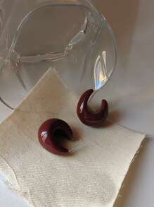 Vintage Silver Needle Dark Wine Red Drop Earrings Female Resin Personalized Elegant Earrings Gift