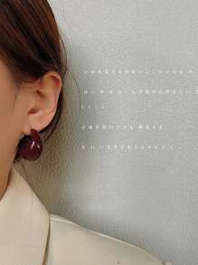 Vintage Silver Needle Dark Wine Red Drop Earrings Female Resin Personalized Elegant Earrings Gift