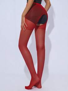 1 Pair Women's Open-Crotch Sheer Pantyhose, Super Thin Sexy Transparent, Suitable For Dancing