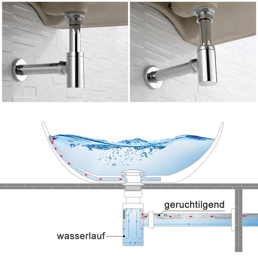 Universal Siphon Height Adjustable 1 1/4 Inch Tube Siphon Drain Fitting