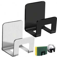 Stainless Steel Sponge Holder, No Drilling Sink Organizer, Sponge Drain Rack, Kitchen Sink Scrubber Holder, Dishcloth Hanging Storage Rack, Black,Multiple Packs Stainless Steel Kitchen Sink Sponges Holder, Self Adhesive Draining Drying Rack,Chic Stainless Steel Sponge Holders - Easy Stick, No Drill, Kitchen & Bathroom Sponge Storage Rack