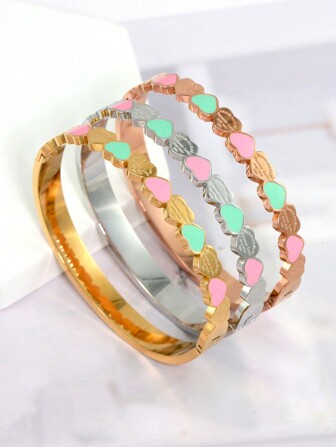 1 st rostfritt stål rött och blått hjärta armband för kvinnor, 18K guldpläterade vattentäta smycken, fritidsbröllopsfest, semester, kvinnlig vän födelsedag alla hjärtans dag present, storslagen och lyxig och personlig design. Alla hjärtans dag, mamma, mor, mors dag, present