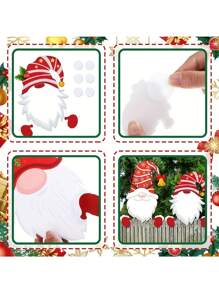 4pcs Christmas Fence Peeper - Cute Santa Claus And Dwarfs Garden Decoration, Outdoor Courtyard Signs Add Festive Joyful Atmosphere - Multicolor - View 6