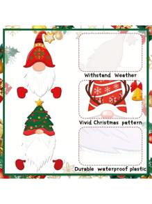4pcs Christmas Fence Peeper - Cute Santa Claus And Dwarfs Garden Decoration, Outdoor Courtyard Signs Add Festive Joyful Atmosphere - Multicolor - View 5