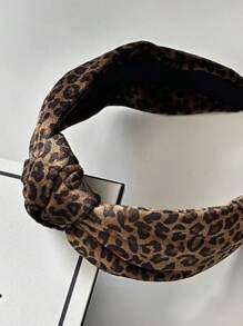 1pc Fashionable & Elegant Leopard Print Hair Band, Polyester, Vintage & Elegant Design, Suitable For All Seasons, Hairband, Hair Accessories - Multicolor - View 3
