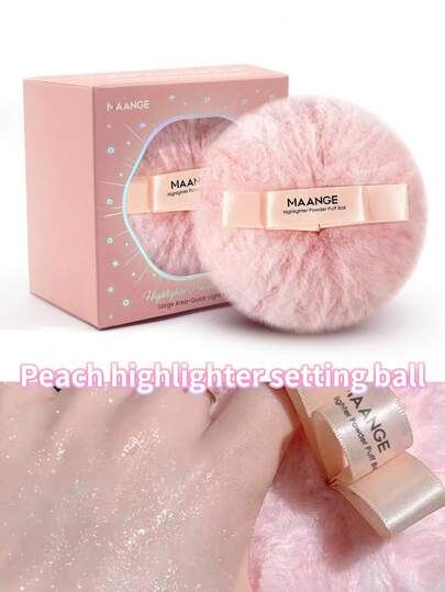  MAANGE 蜜桃色高光定妆球（1个装），带盒子，粉扑带高光功能，适用于面部和身体，柔软亲肤，旅行必备化妆工具，方便携带，价格实惠，可用于房间装饰、梳妆台、旅行、卧室等场合，是化妆配件的理想之选。标签：粉扑、美妆蛋、粉扑、化妆海绵、价格实惠、圣诞礼物、化妆工具、平价好物、礼品、女士礼品、圣诞礼物、赠品、旅行必备。
