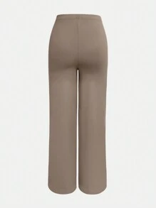 XLLAIS 女士时尚弹力高腰长款直筒裤 - 卡其色 - 查看 4