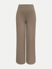 XLLAIS 女士时尚弹力高腰长款直筒裤 - 卡其色 - 查看 3