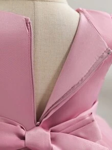 女嬰優雅蓮花粉公主禮服 花卉花童禮服 適用婚禮、宴會、生日派對 - 粉色 - 查看 9