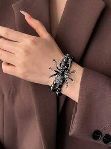 1 chiếc vòng tay hạt cườm hình nhện Gothic cổ điển, phong cách Punk Rock, quà tặng Halloween cho cả nam và nữ - vòng tay nhện - Xem 8