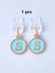 1pc White Electroplated Dust Plug Pendant With 26 English Alphabet On Both Sides, Compatible With Type C