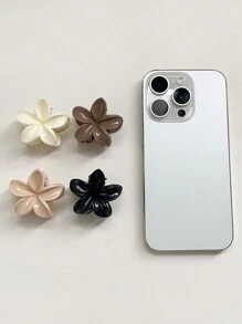 4 chiếc kẹp tóc mini màu trà sữa, hình hoa cúc bóng mượt, kích thước nhỏ 1,5 inch, bề mặt mờ, thích hợp làm phụ kiện tóc đi biển và nghỉ lễ, kiểu kẹp tóc mùa hè thanh lịch. - Nhiều màu - Xem 2