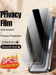 3 件装隐私玻璃智能手机兼容 iPhone 16 15 Plus 钢化玻璃保护膜 14 13 12 11 Pro Max 手机屏幕保护膜 - 黑色 - 查看 31