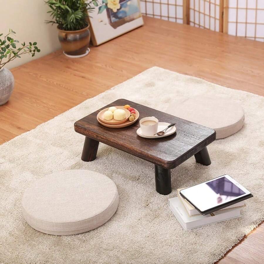 Small Japanese Tea Table Traditional Rectangle Paulownia Wood Asian