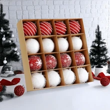 16pcs Luxury Christmas Tree Ornament Set - Handcrafted White Fabric & Wired Balls For Festive Holiday Decor Home Decor Christmas Decorations Room Decor Winter