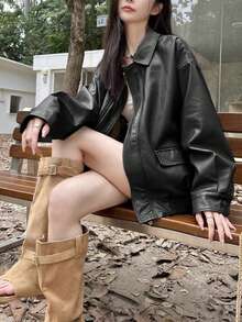 2024 女式新款秋季美式时尚皮夹克