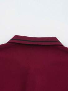 1 Áo thun polo tay dài cài nút đơn giản dành cho nam, thích hợp cho mùa xuân/thu, chơi golf, mùa thu - Màu Đỏ Sâu - Xem 4